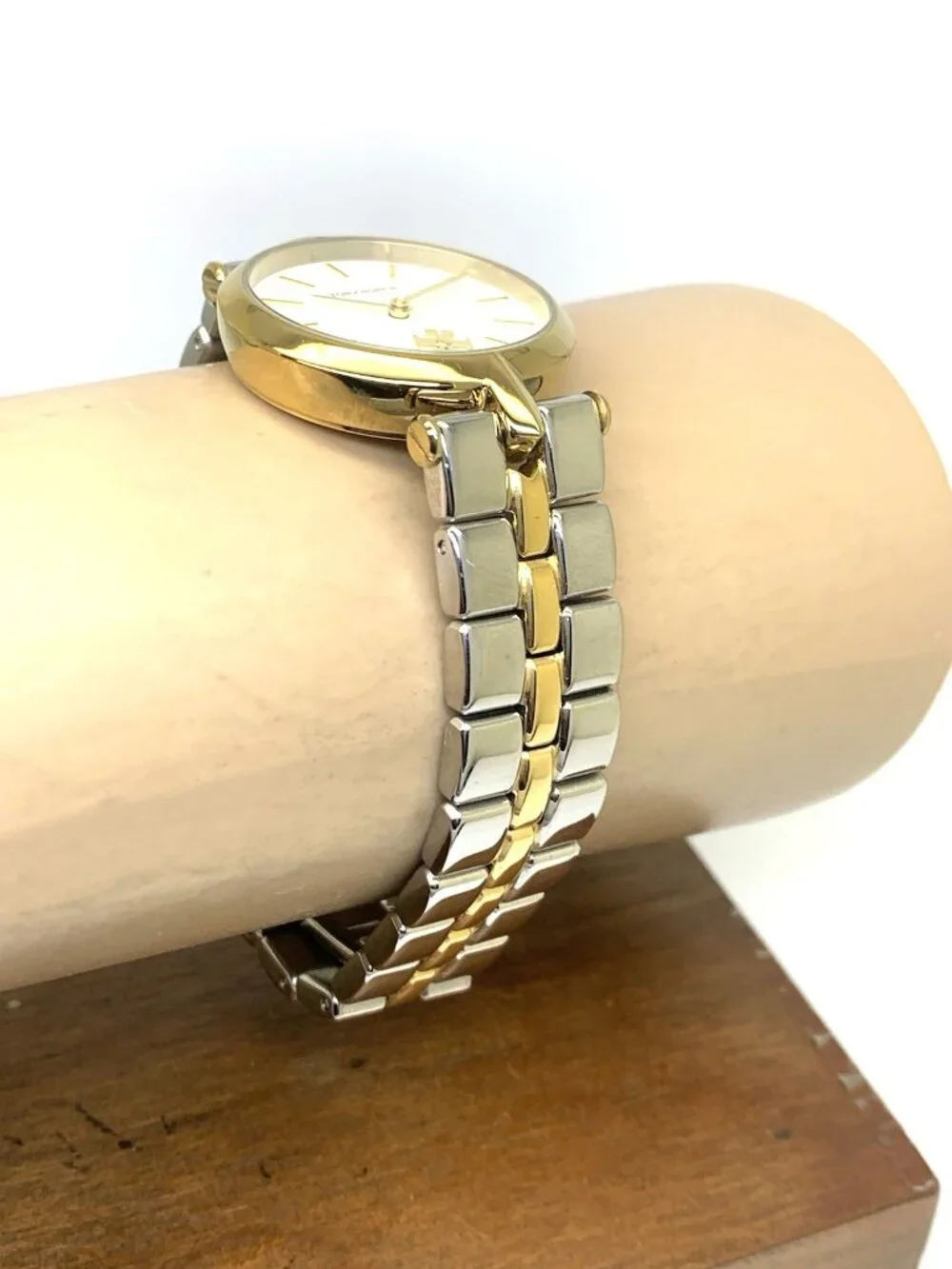 Tory Burch Women's Watch TBW2044 Quartz Cream Dial Two Tone Stainless Steel 30mm